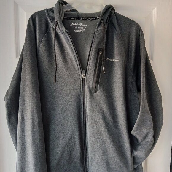 Eddie Bauer Motion FreeDry Performance Full Zip Hoodie Jacket Men's Size L Gray - Picture 1 of 10